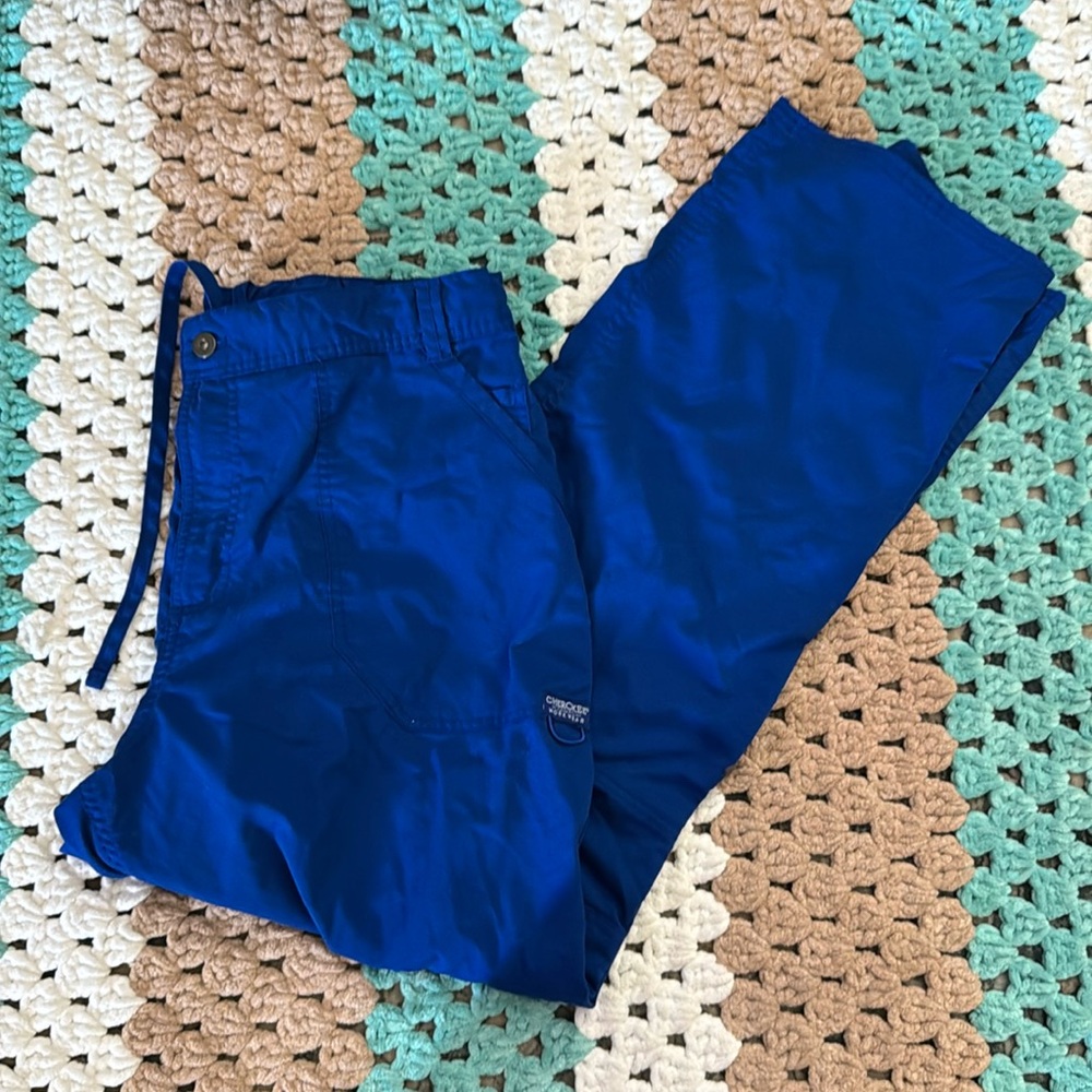 Cherokee Workwear Blue Cargo Scrub Pants Mens sz Large Short